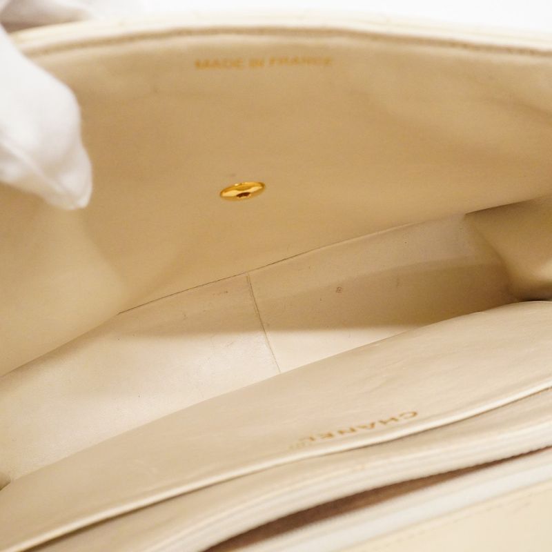 Chanel Shoulder Bag Deca Matelasse Lambskin Ivory Gold Hardware Women