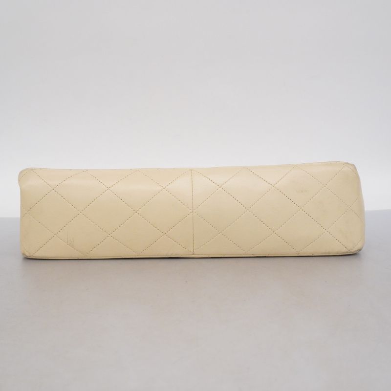 Chanel Shoulder Bag Deca Matelasse Lambskin Ivory Gold Hardware Women