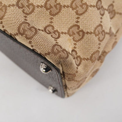 Gucci Tote Bag GG Canvas 120837 Canvas Beige Brown Silver Hardware Women's