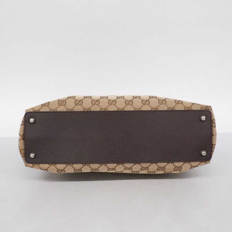 Gucci Tote Bag GG Canvas 120837 Canvas Beige Brown Silver Hardware Women's