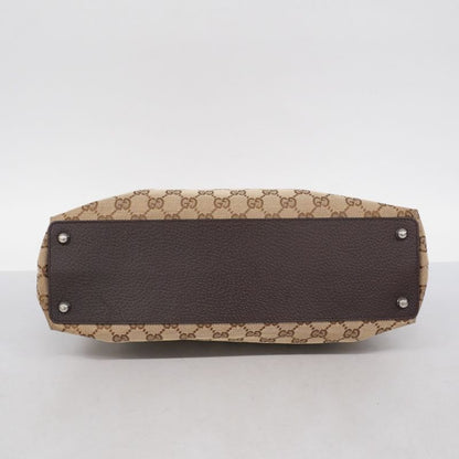 Gucci Tote Bag GG Canvas 120837 Canvas Beige Brown Silver Hardware Women's