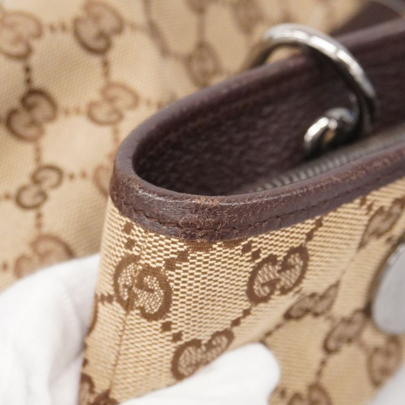 Gucci Tote Bag GG Canvas 120837 Canvas Beige Brown Silver Hardware Women's