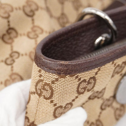 Gucci Tote Bag GG Canvas 120837 Canvas Beige Brown Silver Hardware Women's