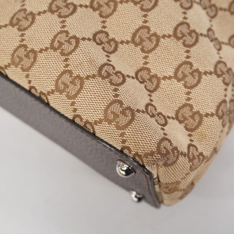 Gucci Tote Bag GG Canvas 120837 Canvas Beige Brown Silver Hardware Women's