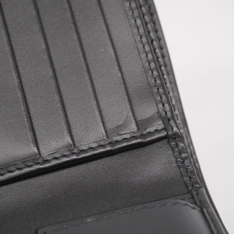 Gucci Wallet Guccissima 473922 Leather Black Silver Hardware Men's