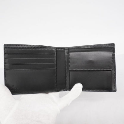 Gucci Wallet Guccissima 473922 Leather Black Silver Hardware Men's