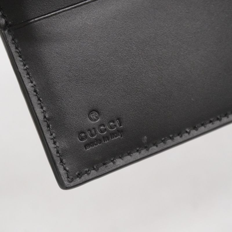 Gucci Wallet Guccissima 473922 Leather Black Silver Hardware Men's