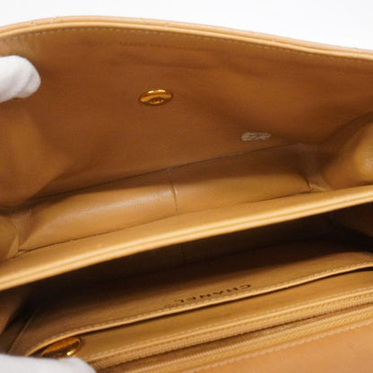 Chanel Shoulder Bag Matelasse Lambskin Beige Gold Hardware Women