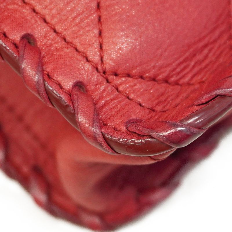 Chanel Shoulder Bag Matelasse Lambskin Red Gold Hardware Women