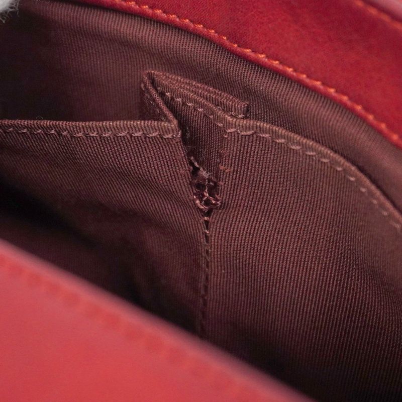 Chanel Shoulder Bag Matelasse Lambskin Red Gold Hardware Women