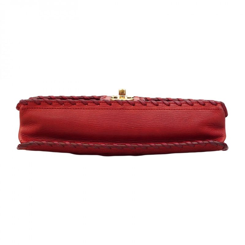 Chanel Shoulder Bag Matelasse Lambskin Red Gold Hardware Women