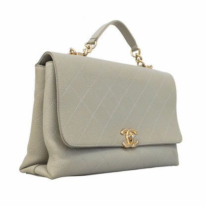 Chanel Handbag Matelasse Caviar Skin Light Gray Gold Hardware 2way Bag Ladies