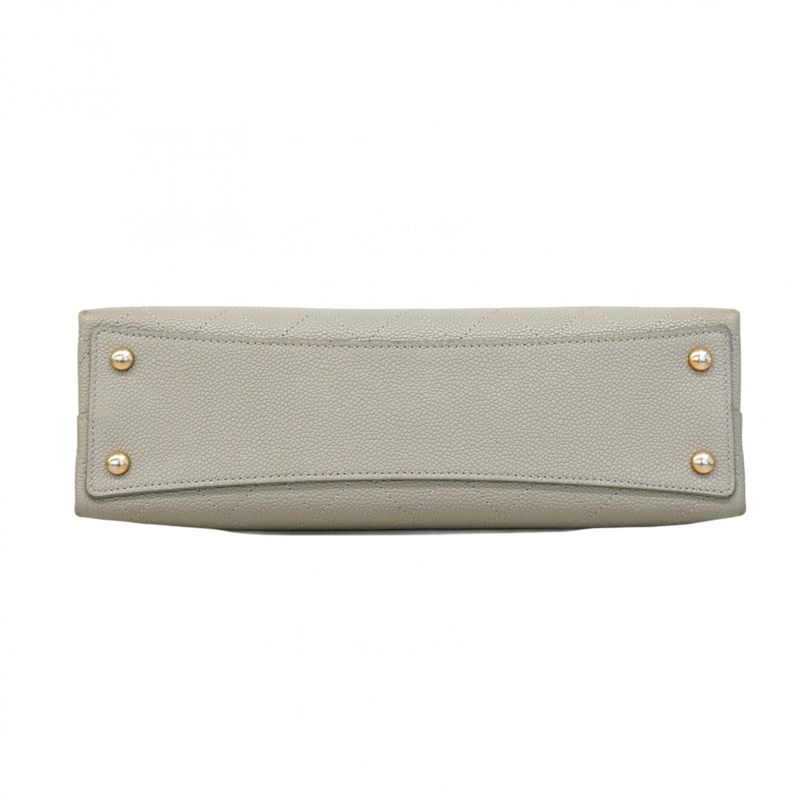 Chanel Handbag Matelasse Caviar Skin Light Gray Gold Hardware 2way Bag Ladies