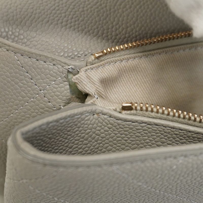 Chanel Handbag Matelasse Caviar Skin Light Gray Gold Hardware 2way Bag Ladies