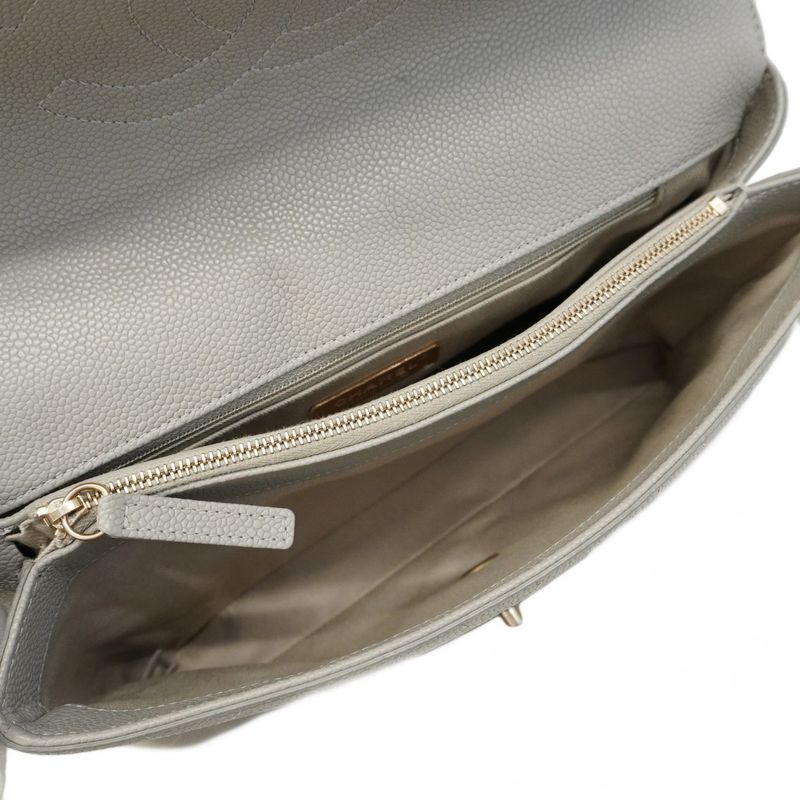 Chanel Handbag Matelasse Caviar Skin Light Gray Gold Hardware 2way Bag Ladies