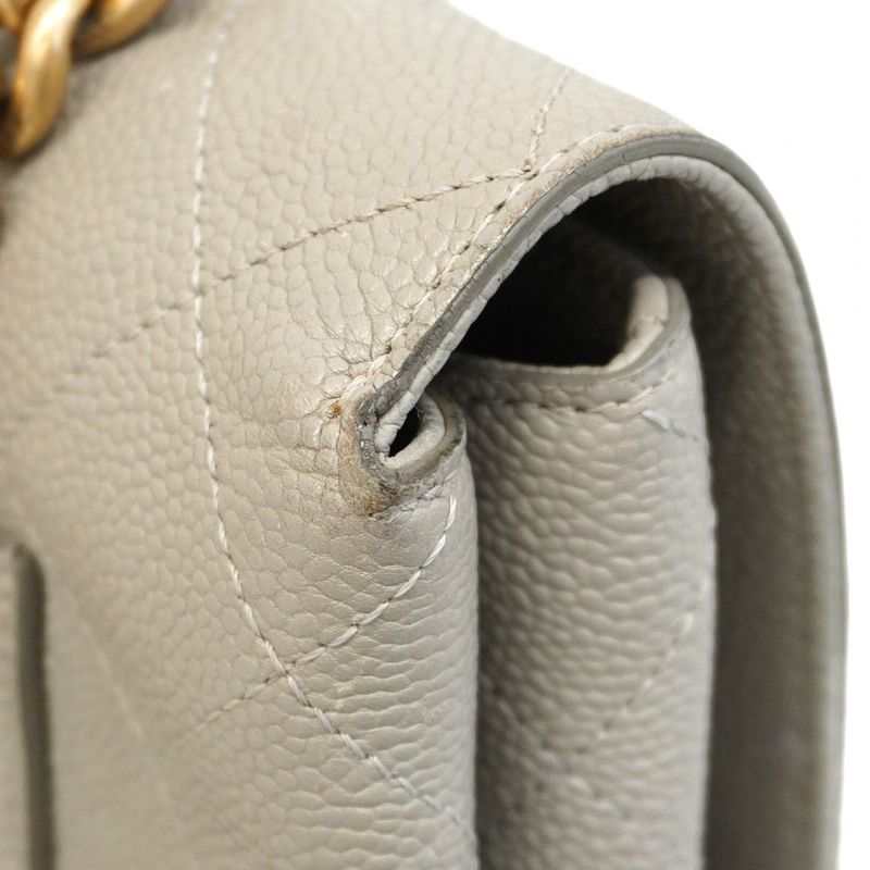 Chanel Handbag Matelasse Caviar Skin Light Gray Gold Hardware 2way Bag Ladies