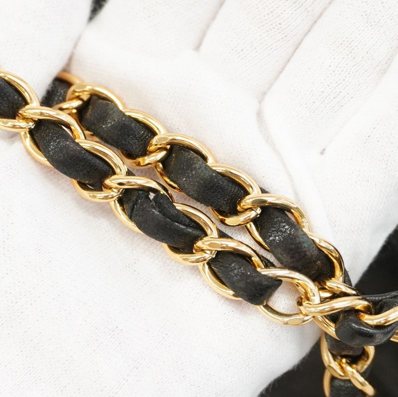 Chanel Shoulder Bag Matelasse Lambskin Black Gold Hardware Women