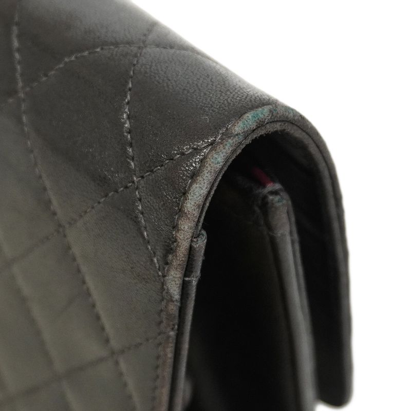 Chanel Shoulder Bag Matelasse Lambskin Black Gold Hardware Women