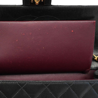 Chanel Shoulder Bag Matelasse Lambskin Black Gold Hardware Women