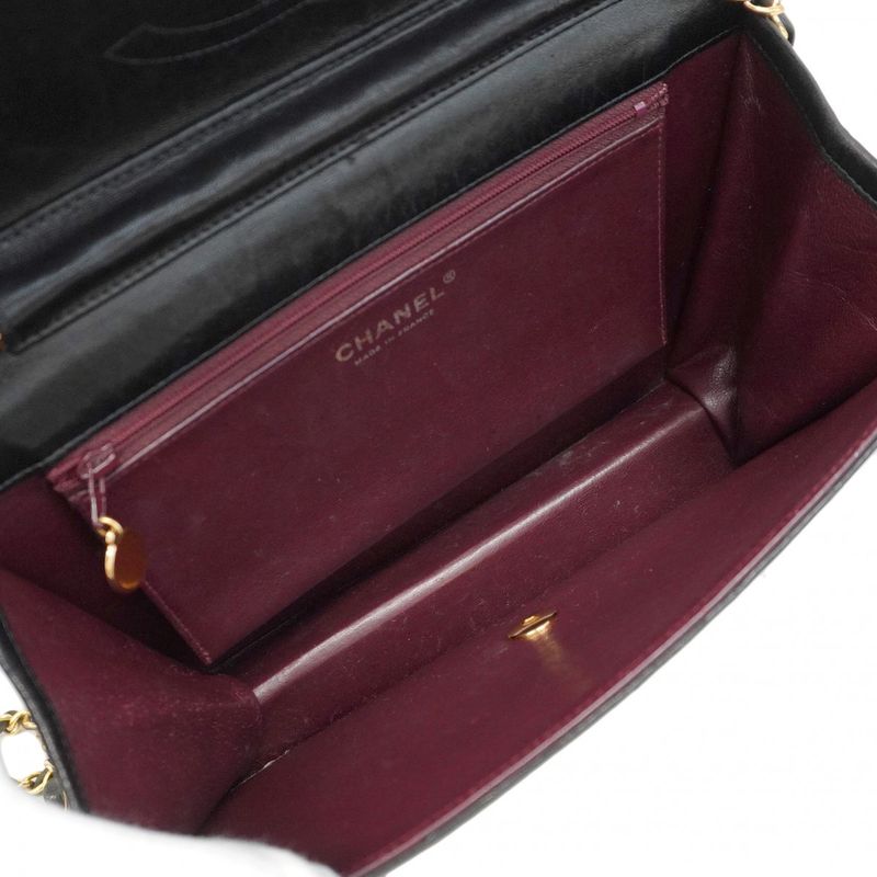 Chanel Shoulder Bag Matelasse Lambskin Black Gold Hardware Women