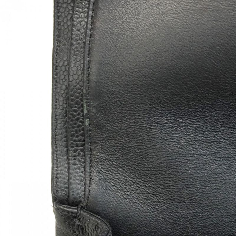 Chanel Shoulder Bag Matelasse Caviar Skin Black Silver Hardware Women