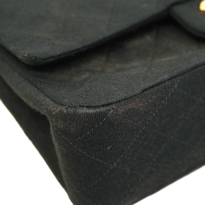 Chanel Shoulder Bag Matelasse Cotton Black Gold Hardware Women