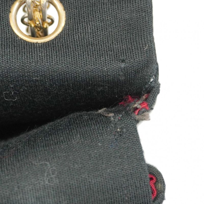 Chanel Shoulder Bag Matelasse Cotton Black Gold Hardware Women