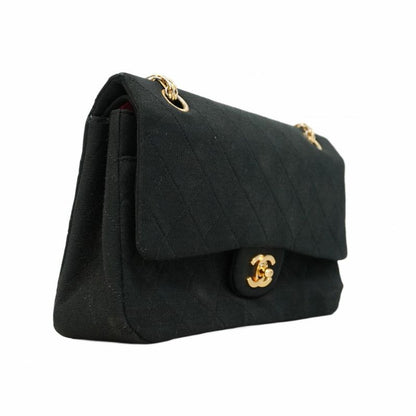 Chanel Shoulder Bag Matelasse Cotton Black Gold Hardware Women