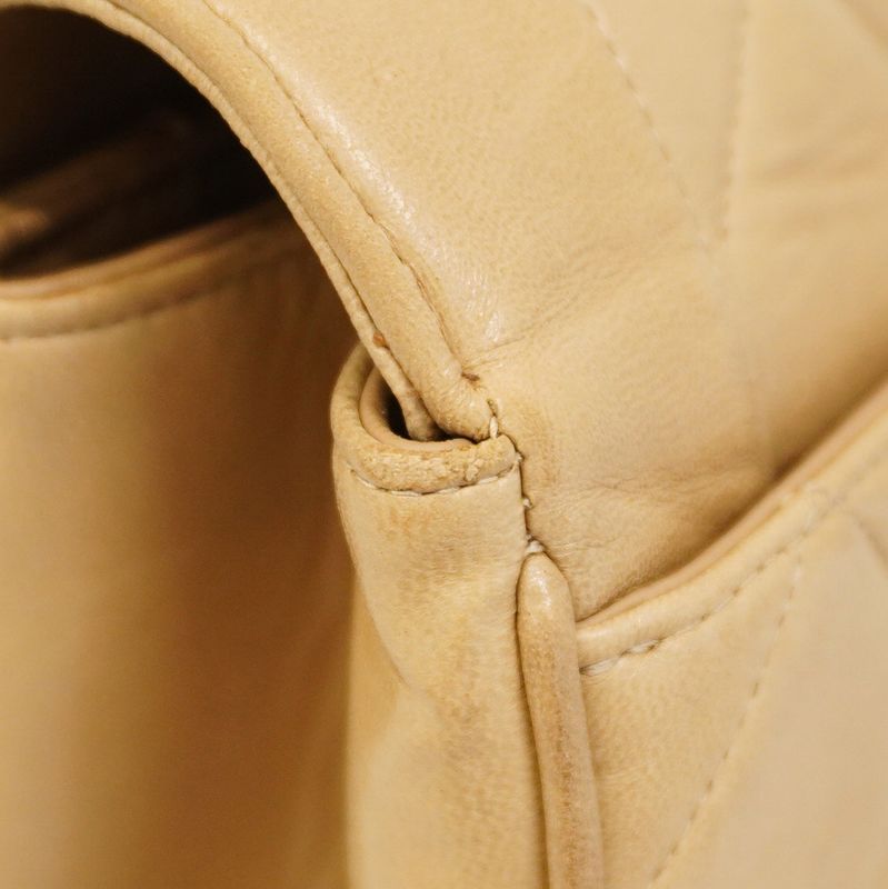 Chanel Handbag Matelasse Top Handle Lambskin Beige Gold Hardware Women