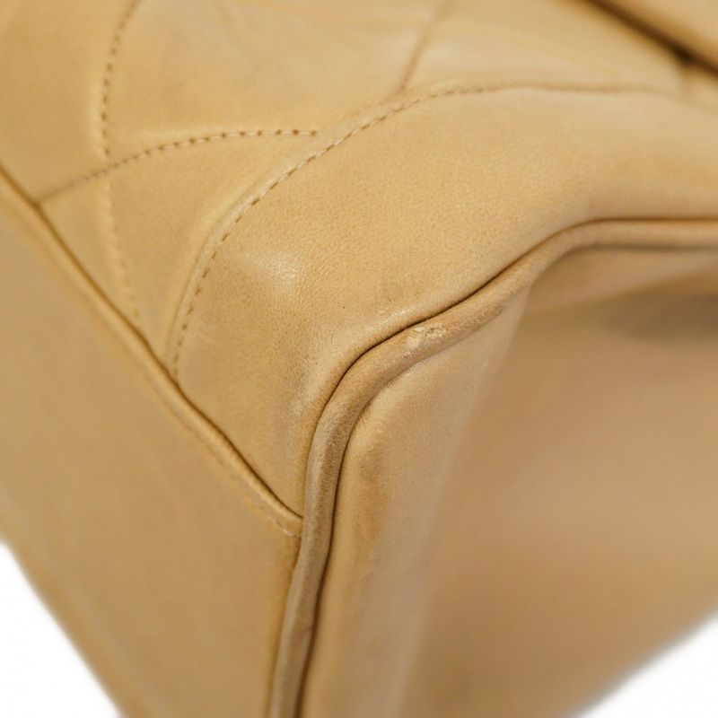 Chanel Handbag Matelasse Top Handle Lambskin Beige Gold Hardware Women