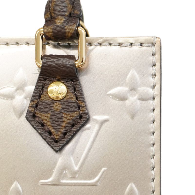Louis Vuitton Handbag Vernis Monogram Petite Sac Pla M90564 Metallic Taupe