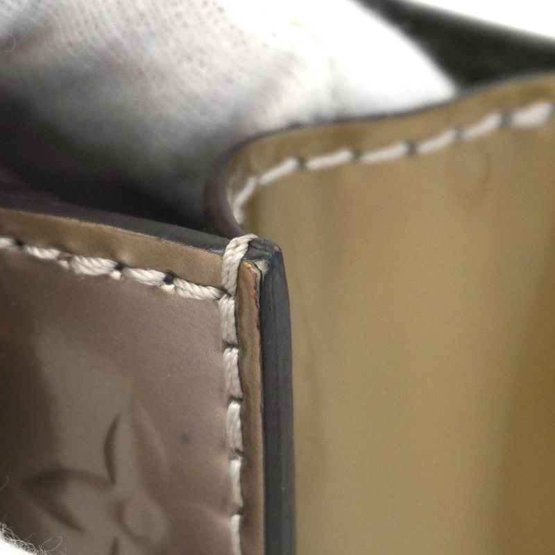 Louis Vuitton Handbag Vernis Monogram Petite Sac Pla M90564 Metallic Taupe