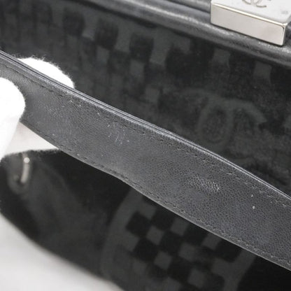 Chanel Handbag Velour Black Silver Hardware Women