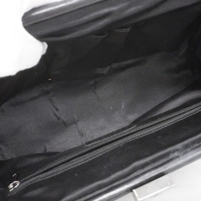 Chanel Handbag Velour Black Silver Hardware Women