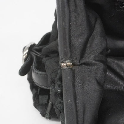 Chanel Handbag Velour Black Silver Hardware Women