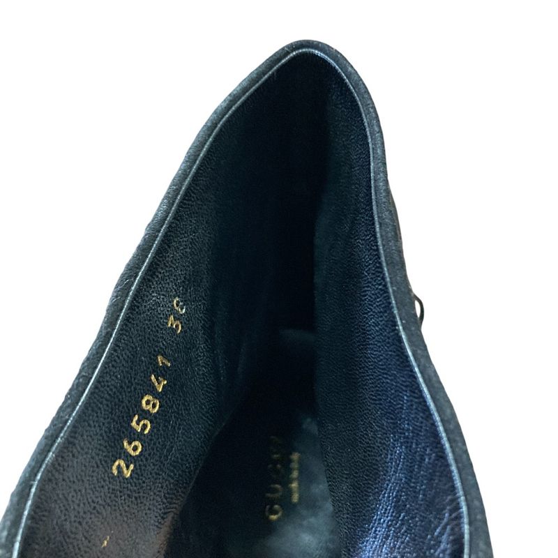 Gucci Suede Leather Fringe Back Zip Short Boots 24cm (9.45in) Equivalent Black