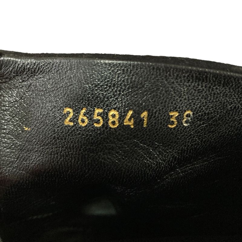 Gucci Suede Leather Fringe Back Zip Short Boots 24cm (9.45in) Equivalent Black