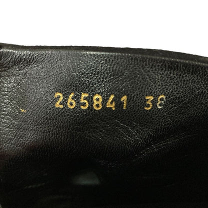 Gucci Suede Leather Fringe Back Zip Short Boots 24cm (9.45in) Equivalent Black