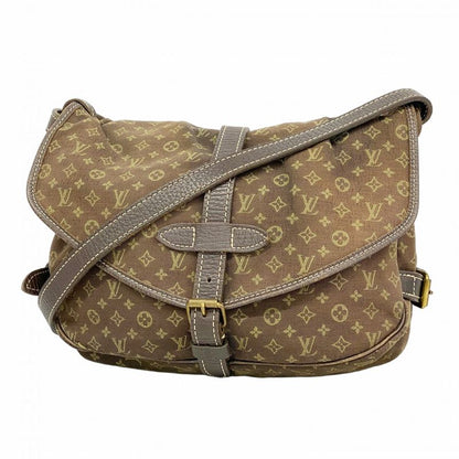 Louis Vuitton Shoulder Bag Monogram Mini Lin Saumur M95227 Ebène Women's