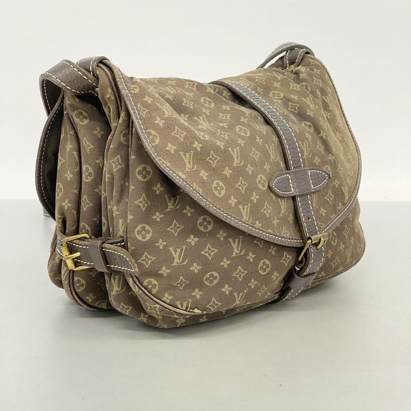 Louis Vuitton Shoulder Bag Monogram Mini Lin Saumur M95227 Ebène Women's