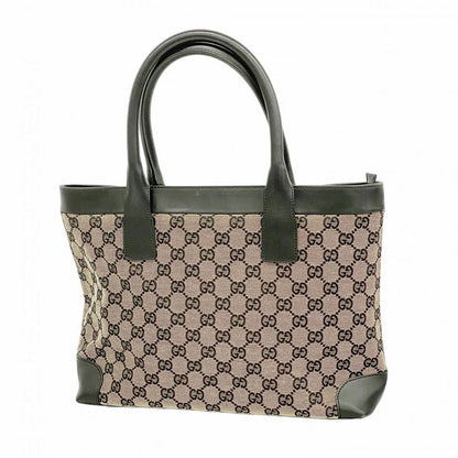 Gucci Tote Bag GG Canvas 002 1119 Canvas Black Gold Hardware Women's
