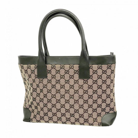 Gucci Tote Bag GG Canvas 002 1119 Canvas Black Gold Hardware Women's