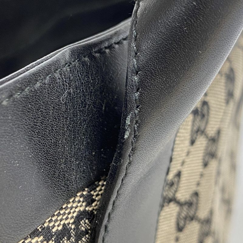 Gucci Tote Bag GG Canvas 002 1119 Canvas Black Gold Hardware Women's