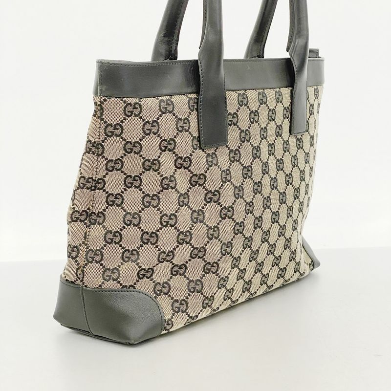 Gucci Tote Bag GG Canvas 002 1119 Canvas Black Gold Hardware Women's