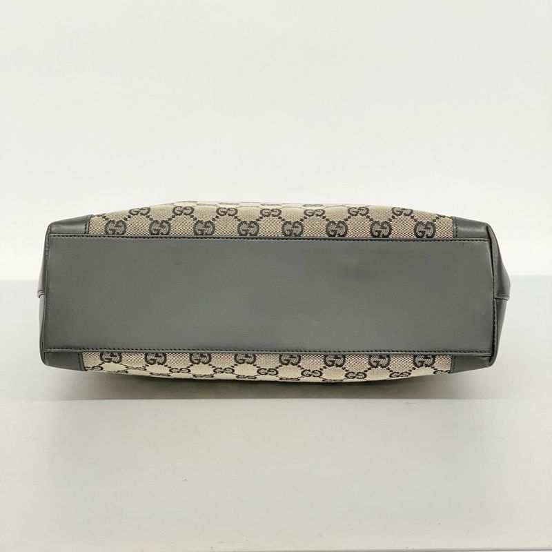 Gucci Tote Bag GG Canvas 002 1119 Canvas Black Gold Hardware Women's