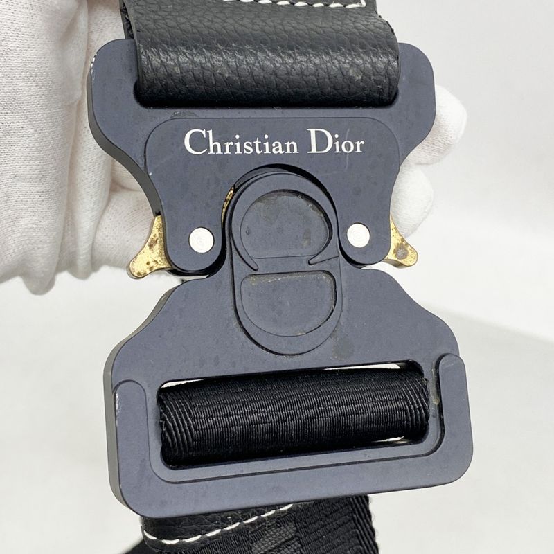 Christian Dior Body Bag Saddle Leather Black Silver Hardware Men's