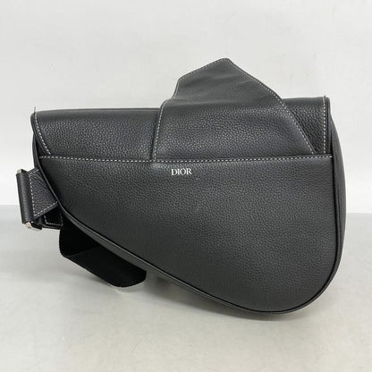 Christian Dior Body Bag Saddle Leather Black Silver Hardware Men's