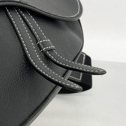 Christian Dior Body Bag Saddle Leather Black Silver Hardware Men's