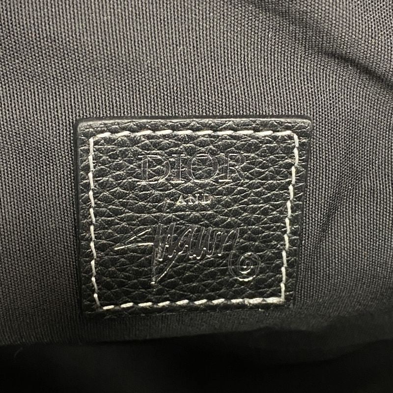 Christian Dior Body Bag Saddle Leather Black Silver Hardware Men's