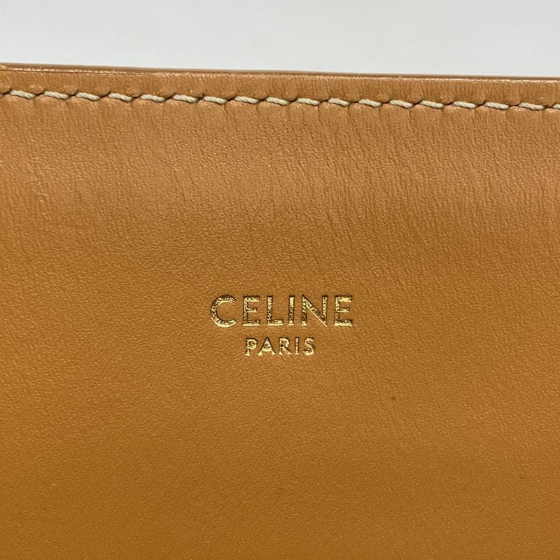 Celine Tote Canvas Leather Light Brown White Gold Hardware 2way Bag Ladies